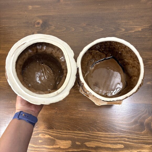 Vintage Owl Cookie Jar Retro Pottery Kitchen Canister Wise Owl Teacher - Picture 10 of 16